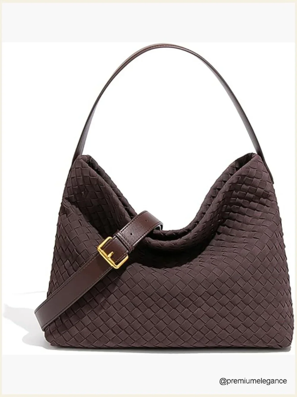 Woven Hobo Purse Suede Bag Crossbody Tote Shoulderbag with Leather Handle